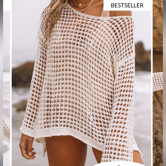 Seashore open knit top, cream 🍨 VICI - Picture 2 of 5